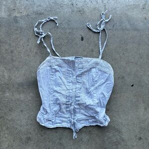 Brandy Melville Light Blue Button-Front Tie-Strap Cami